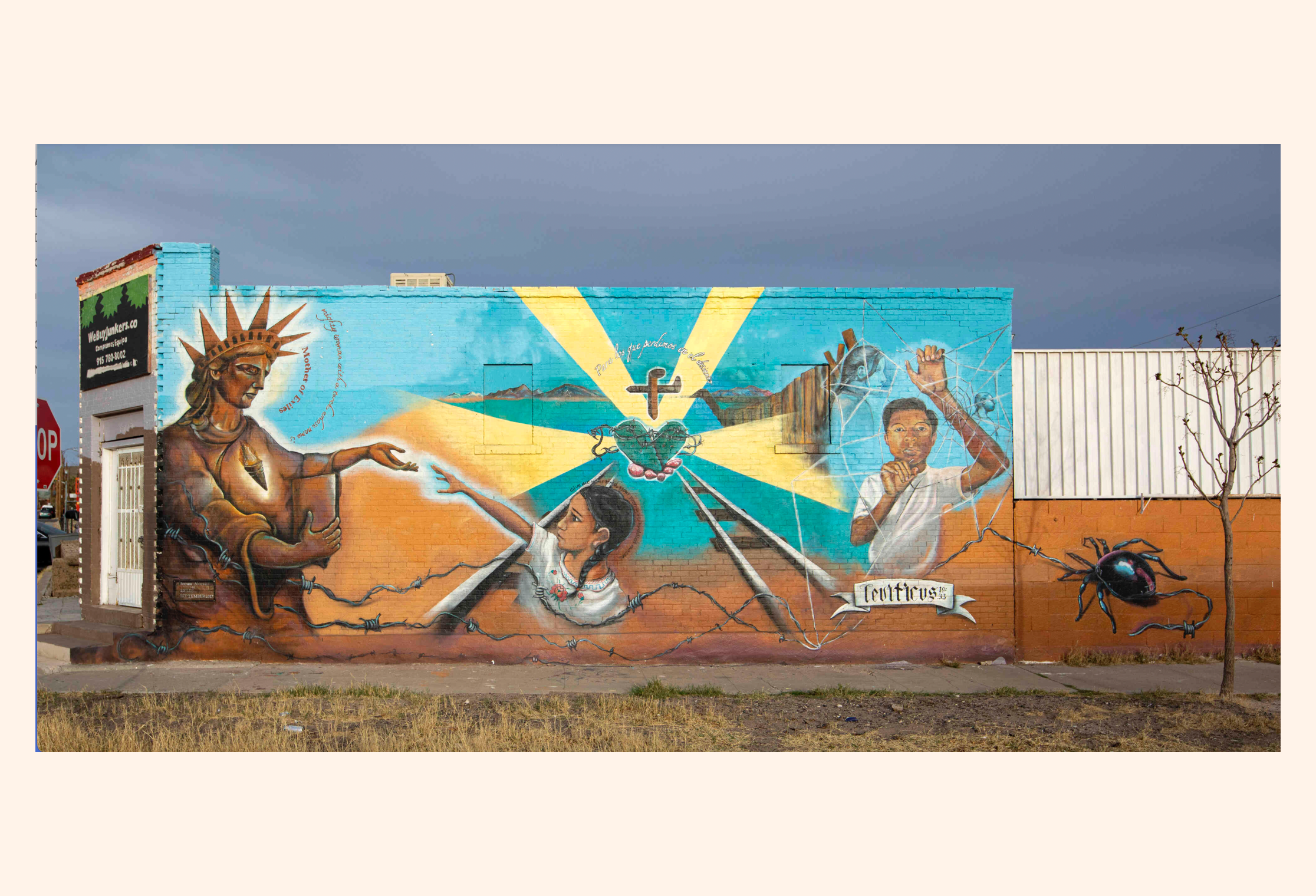 Brown Mother of Exiles, 2017, Mural on El Paso border