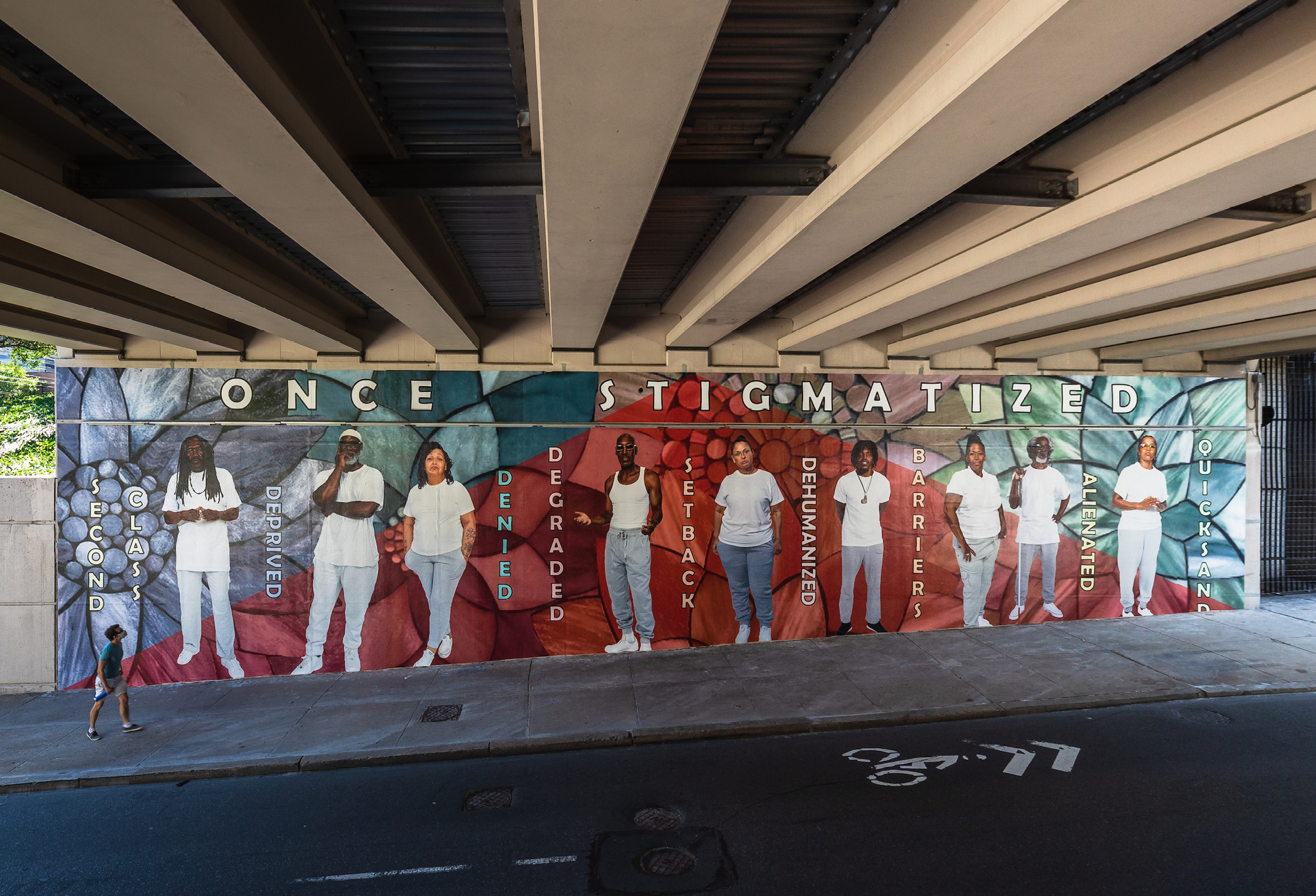 Point of Triangulation: Intersection of Identity © 2021 City of Philadelphia Mural Arts Program / Michelle Jones & Deborah Willis, 21st Street & JFK Boulevard. Photo by Steve Weinik.