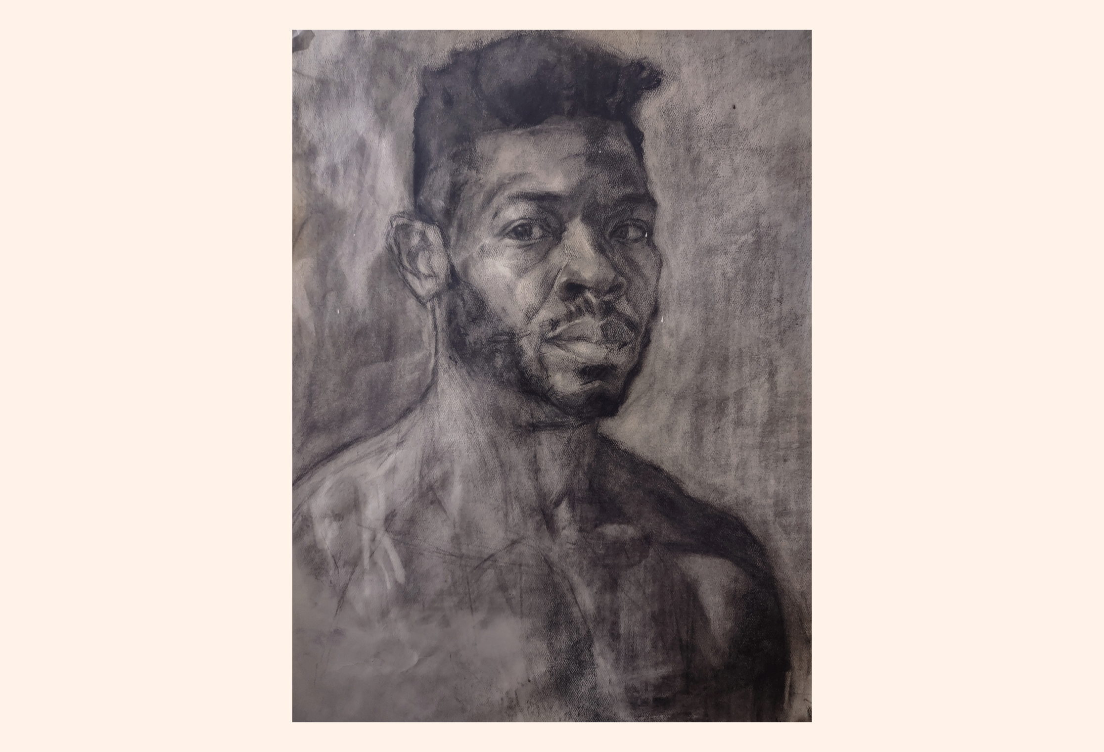 Self Portrait, 2021, charcoal on paper
